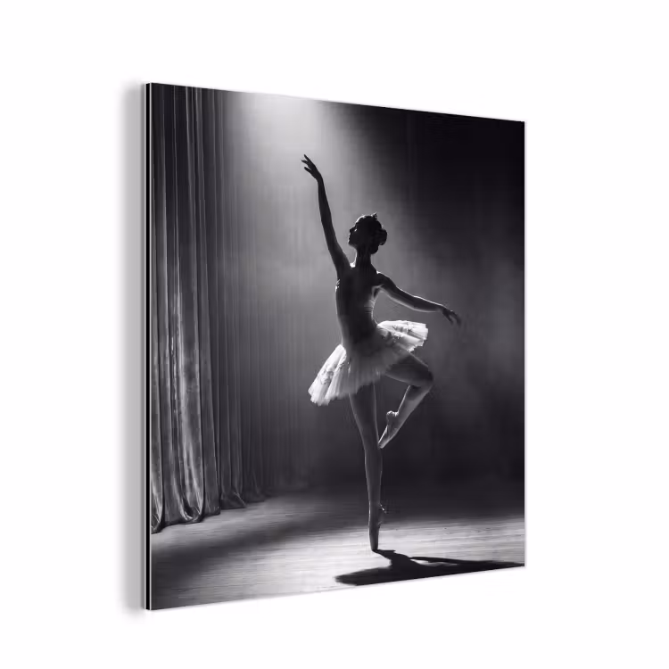 Danser - Podium - Zwart-wit - Kunst - Klassiek aluminium wit klein -3d