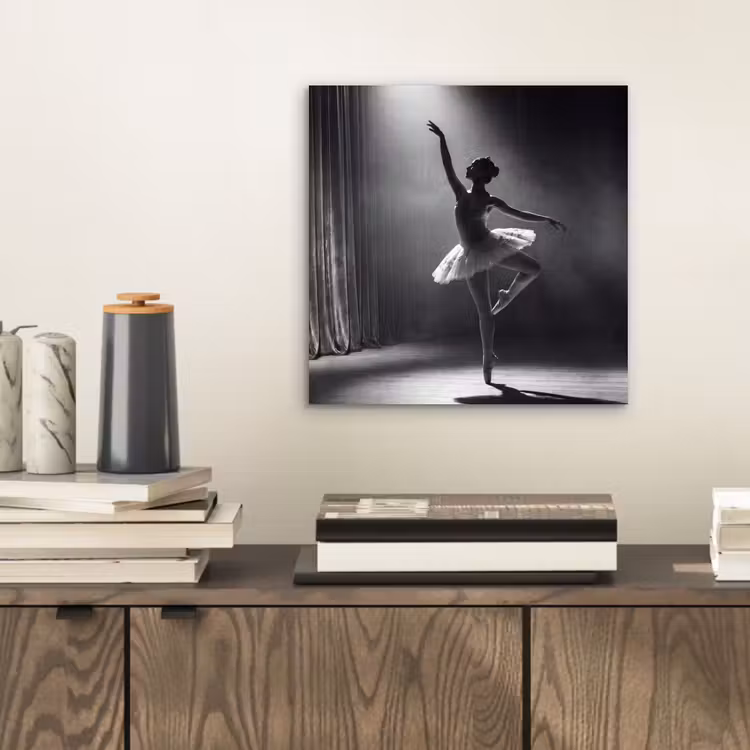 Danser - Podium - Zwart-wit - Kunst - Klassiek aluminium wit klein -sfeer1