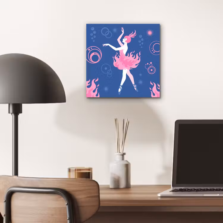 Danseres - Vlammenrok - Abstract - Roze - Blauw aluminium wit klein -sfeer5
