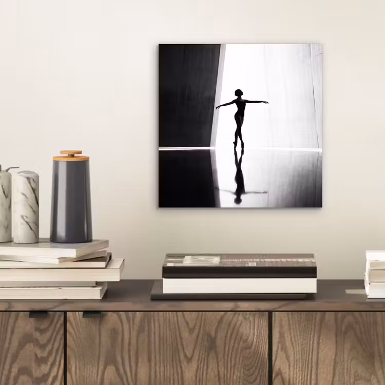 Danser - Silhouette - Kunst - Modern - Zwart-wit aluminium wit klein -sfeer1