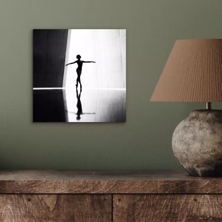 Danser - Silhouette - Kunst - Modern - Zwart-wit aluminium wit klein -sfeer2
