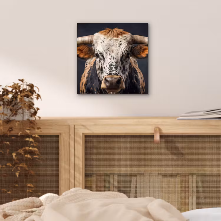 Stier - Kleurrijk - Hoorns aluminium wit klein -sfeer3