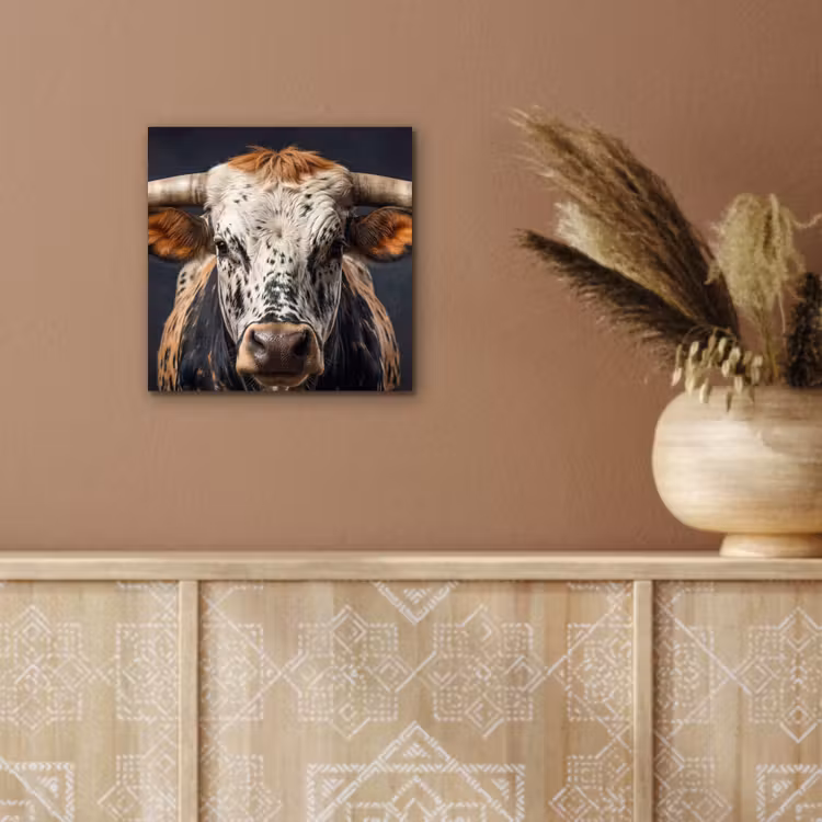 Stier - Kleurrijk - Hoorns aluminium wit klein -sfeer4