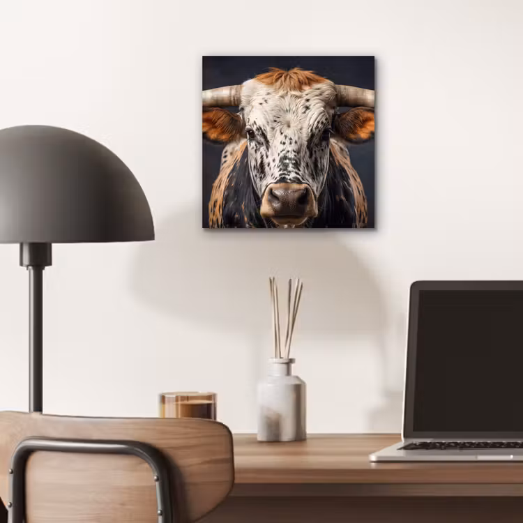 Stier - Kleurrijk - Hoorns aluminium wit klein -sfeer5