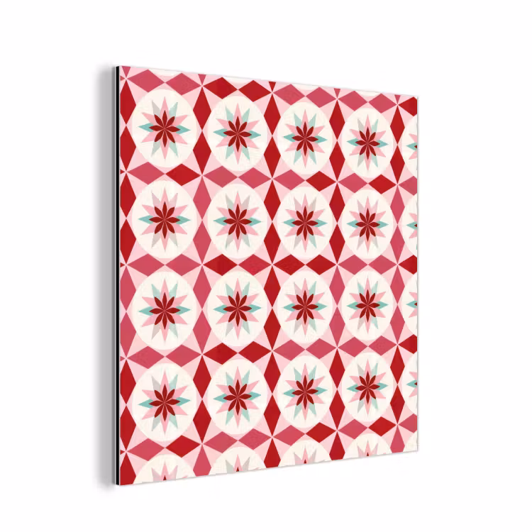 Tegelpatroon - Sterren - Retro - Roze - Mintgroen aluminium wit klein 46 -3d