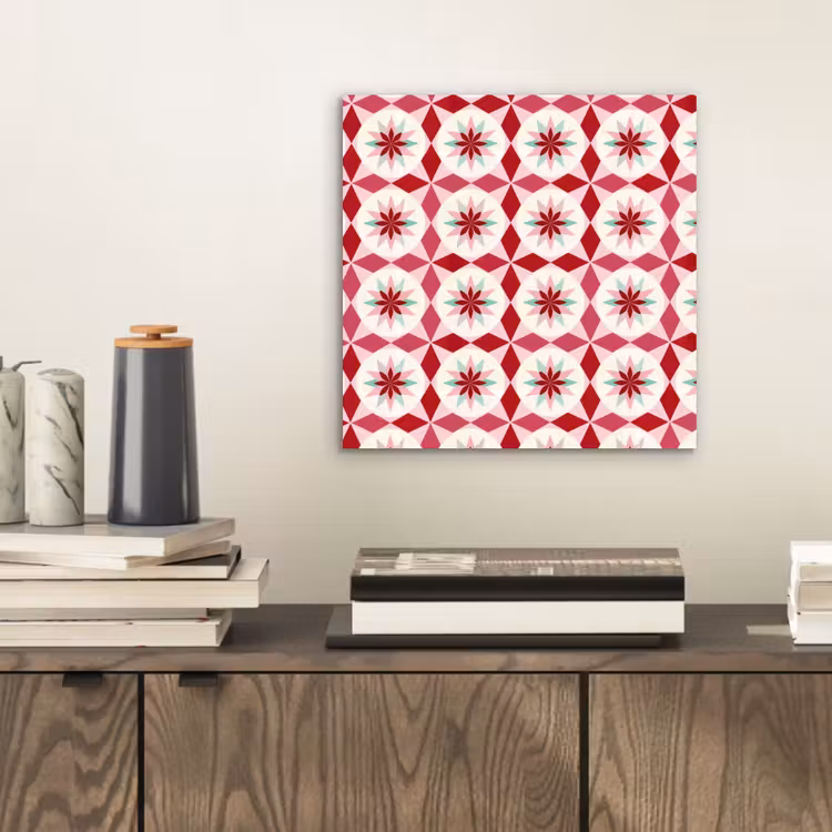 Tegelpatroon - Sterren - Retro - Roze - Mintgroen aluminium wit klein 46 -sfeer1