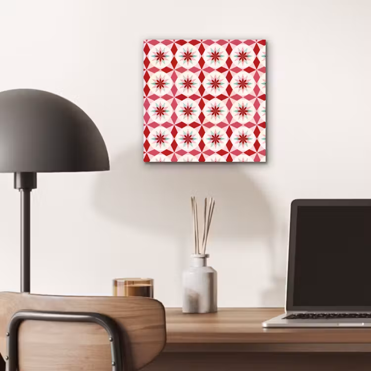 Tegelpatroon - Sterren - Retro - Roze - Mintgroen aluminium wit klein 46 -sfeer5