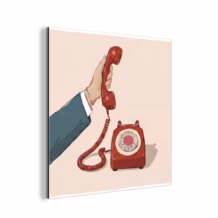 Telefoon - Hand - Vintage - Communicatie - Rood aluminium wit klein -3d
