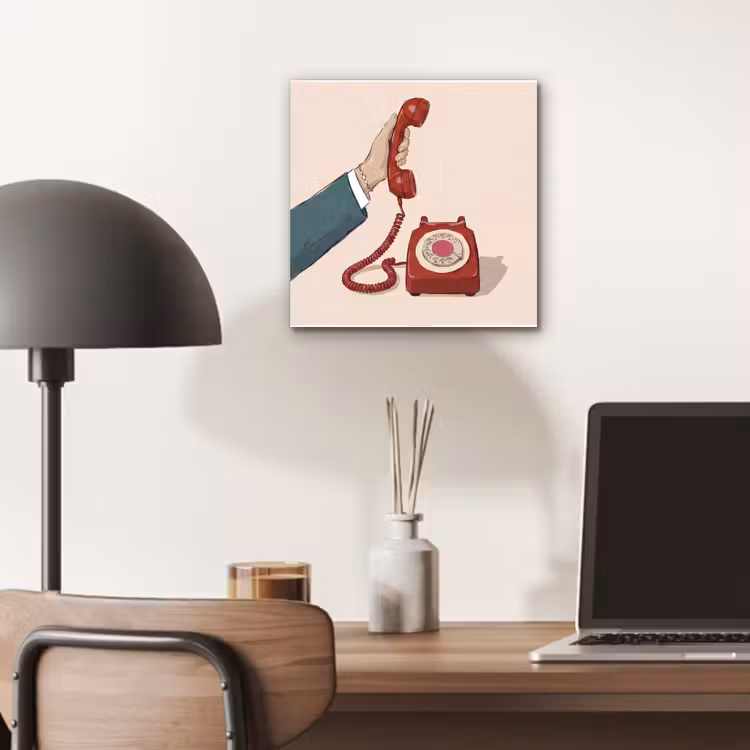 Telefoon - Hand - Vintage - Communicatie - Rood aluminium wit klein -sfeer5