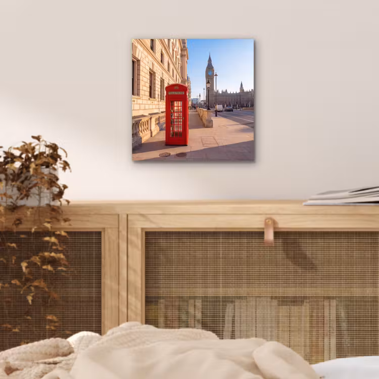 Telefooncel - Rood - Londen - Stad - Architectuur aluminium wit klein -sfeer3