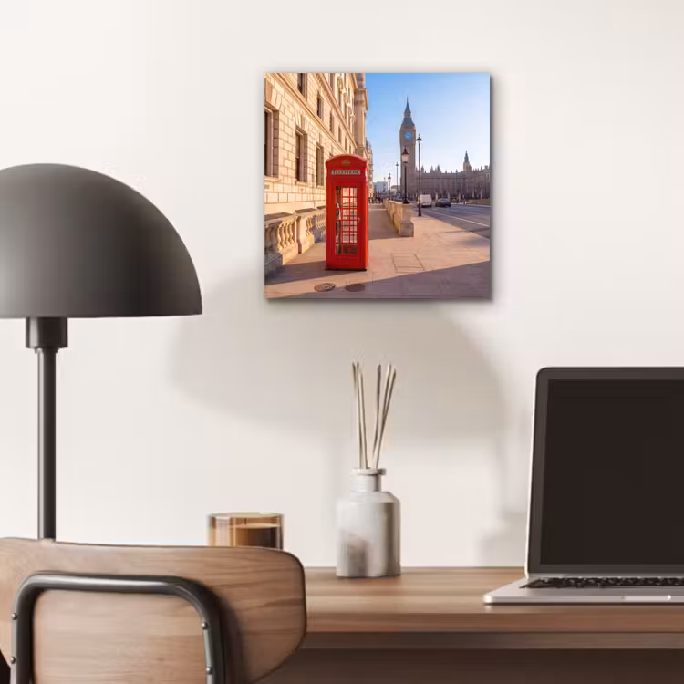 Telefooncel - Rood - Londen - Stad - Architectuur aluminium wit klein -sfeer5