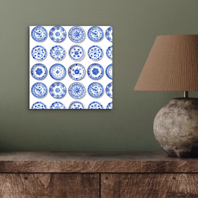 Borden - Bloemen - Patroon - Blauw aluminium wit klein 46 -sfeer2