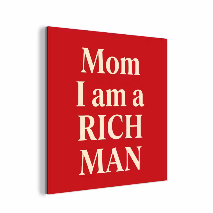 Tekst - Rijkdom - Motivatie - Rood - Modern aluminium wit klein -3d