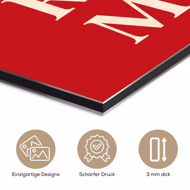 Tekst - Rijkdom - Motivatie - Rood - Modern aluminium wit klein -closeup_DE