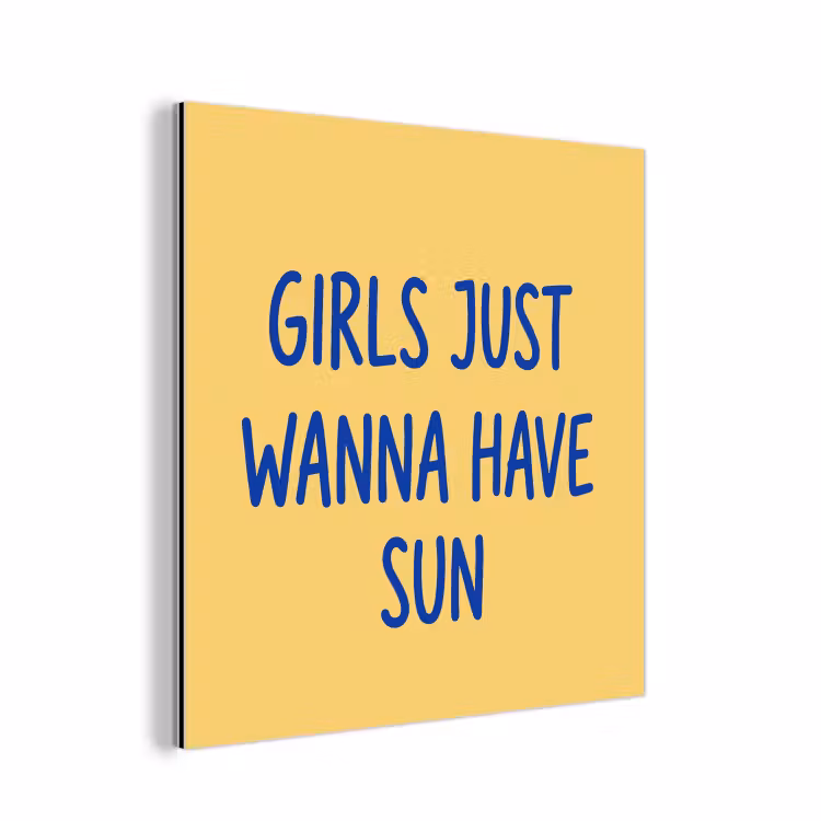 Tekst - Zon - Zomer - Modern - Geel aluminium wit klein -3d