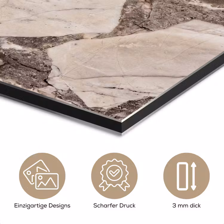 Textuur - Marmer - Abstract - Beige - Bruin aluminium wit klein -closeup_DE