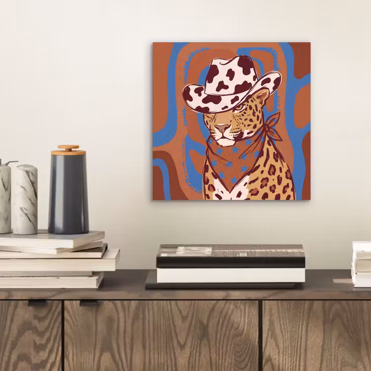 Dieren - Cowboyhoed - Modern - Illustratie - Bruin aluminium wit klein -sfeer1