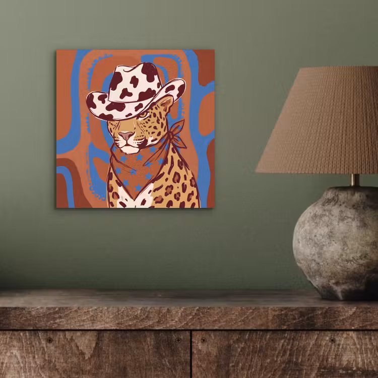 Dieren - Cowboyhoed - Modern - Illustratie - Bruin aluminium wit klein -sfeer2