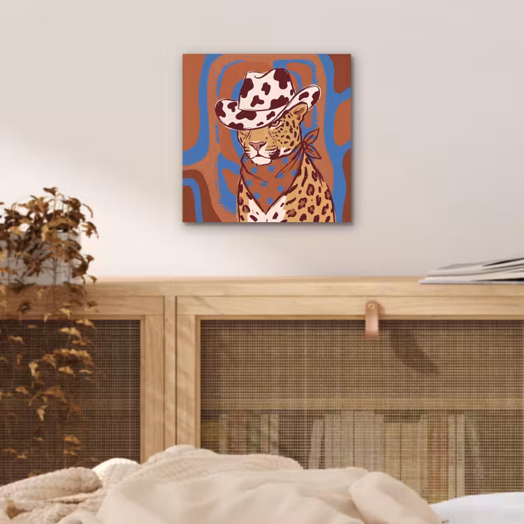Dieren - Cowboyhoed - Modern - Illustratie - Bruin aluminium wit klein -sfeer3