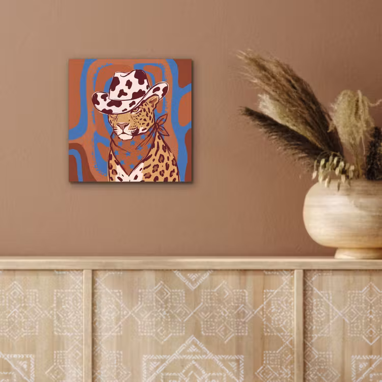 Dieren - Cowboyhoed - Modern - Illustratie - Bruin aluminium wit klein -sfeer4