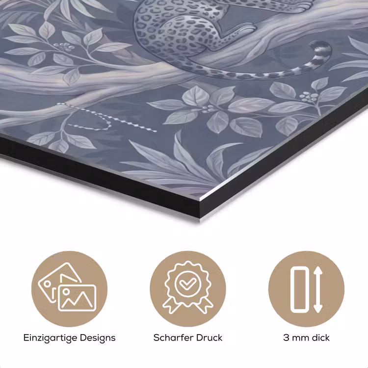 Dieren - Jungle - Illustratie - Bomen - Blauw aluminium wit klein -closeup_DE