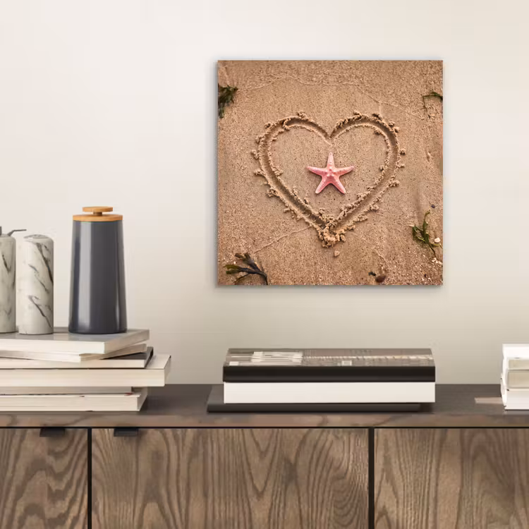 Dieren - Hart - Strand - Zand - Roze aluminium wit klein -sfeer1