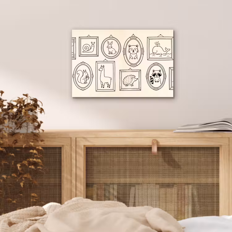 Dieren - Illustratie - Lijsten - Galerij - Speels aluminium wit klein -sfeer3
