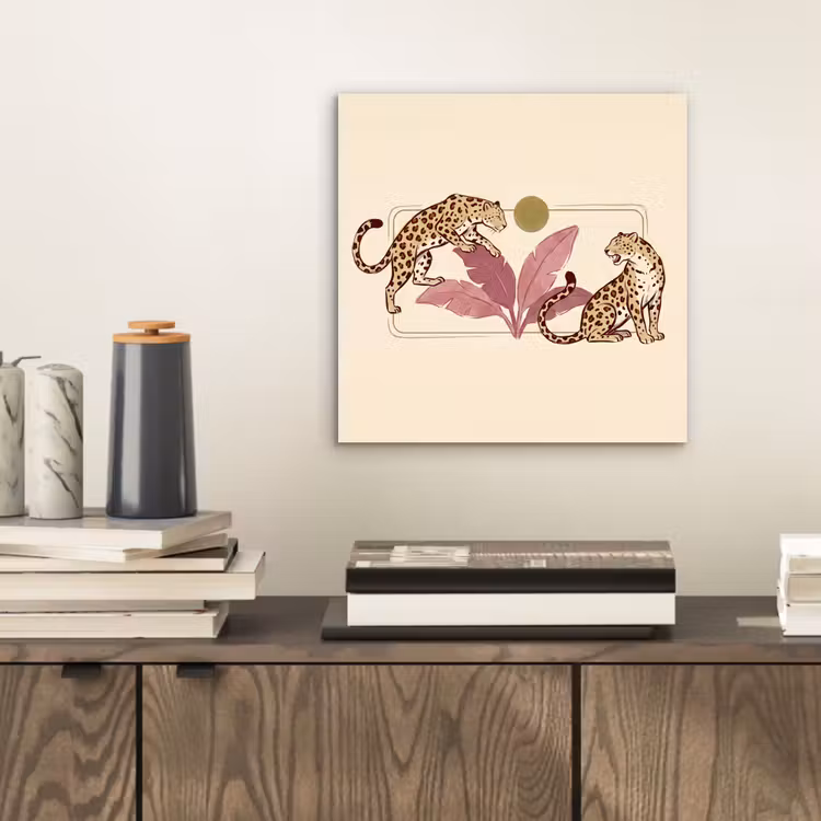 Dieren - Kat - Jungle - Illustratie - Beige aluminium wit klein -sfeer1