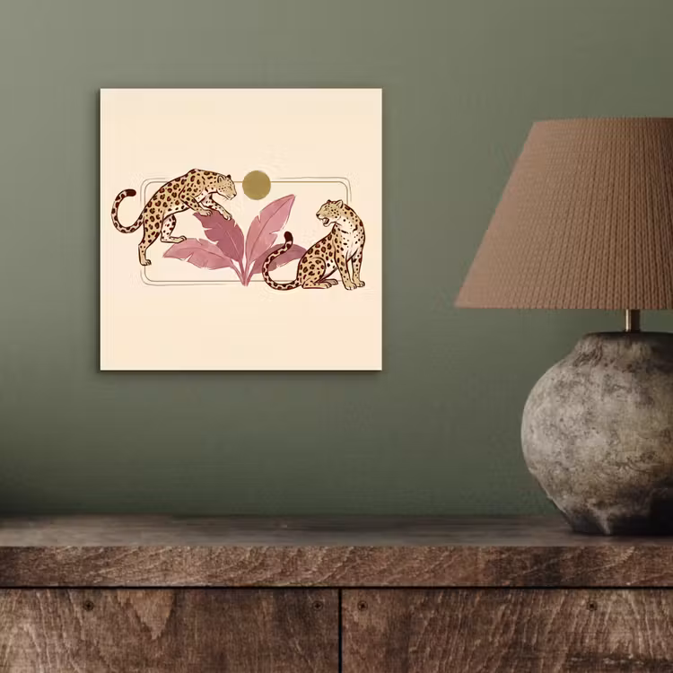 Dieren - Kat - Jungle - Illustratie - Beige aluminium wit klein -sfeer2