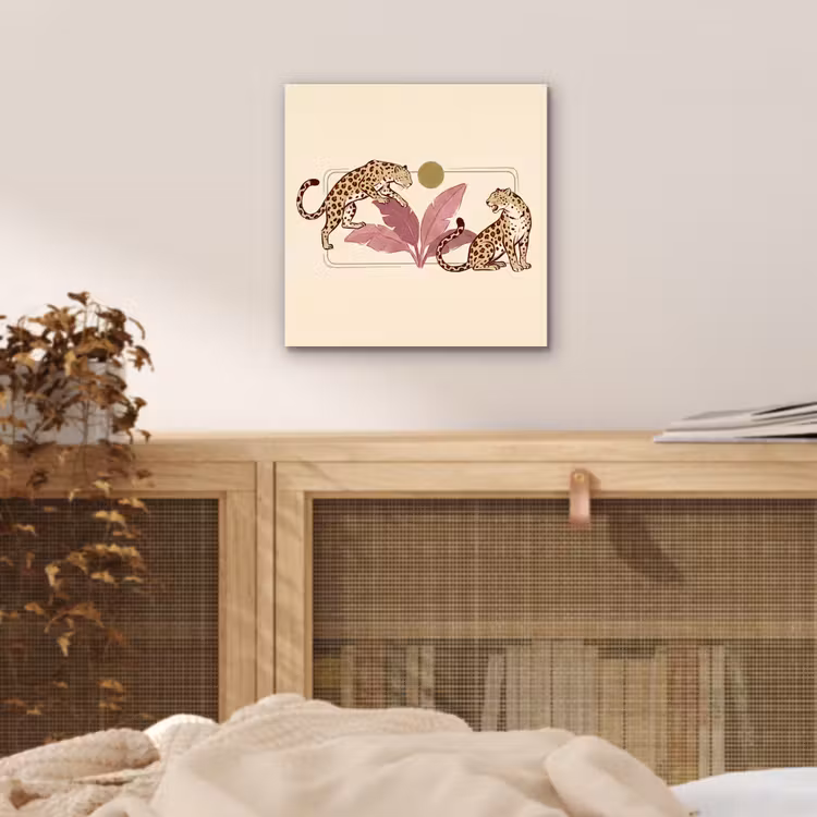 Dieren - Kat - Jungle - Illustratie - Beige aluminium wit klein -sfeer3