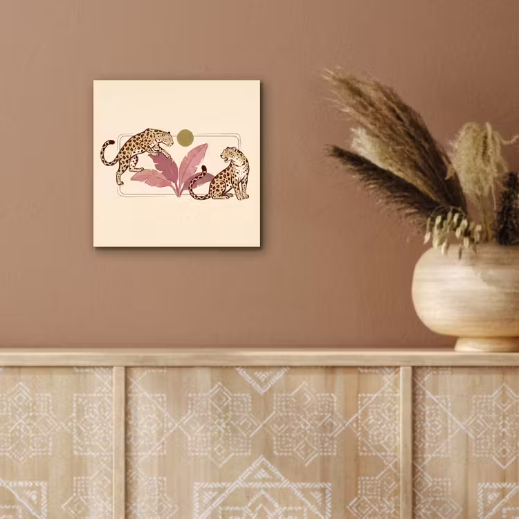 Dieren - Kat - Jungle - Illustratie - Beige aluminium wit klein -sfeer4