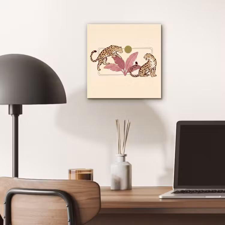 Dieren - Kat - Jungle - Illustratie - Beige aluminium wit klein -sfeer5