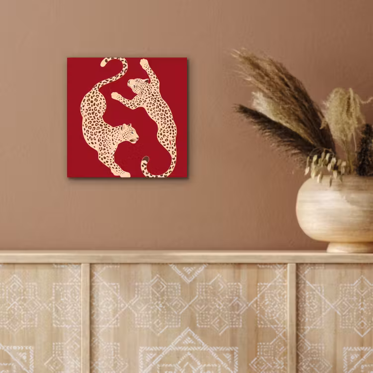 Dieren - Luipaard - Abstract - Rood - Modern aluminium wit klein -sfeer4