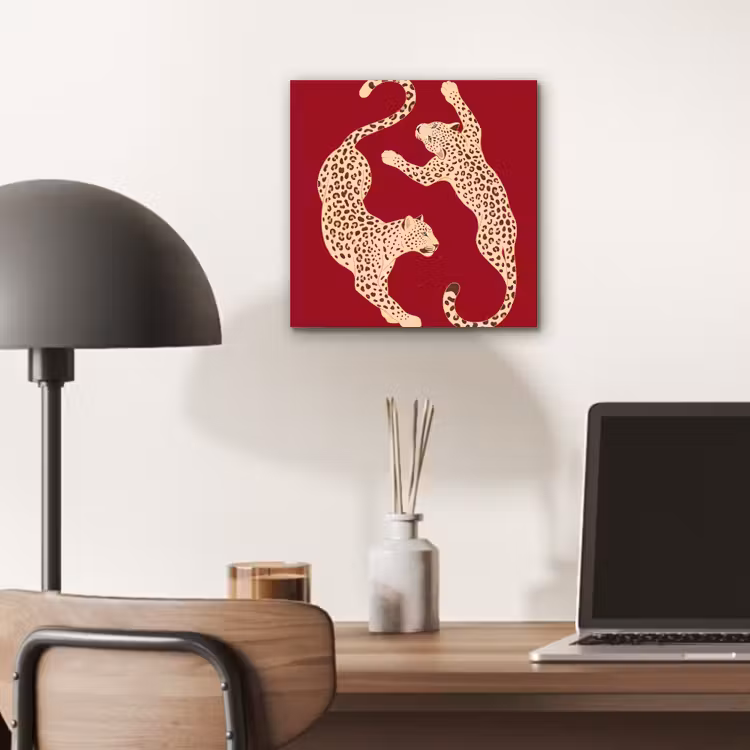 Dieren - Luipaard - Abstract - Rood - Modern aluminium wit klein -sfeer5