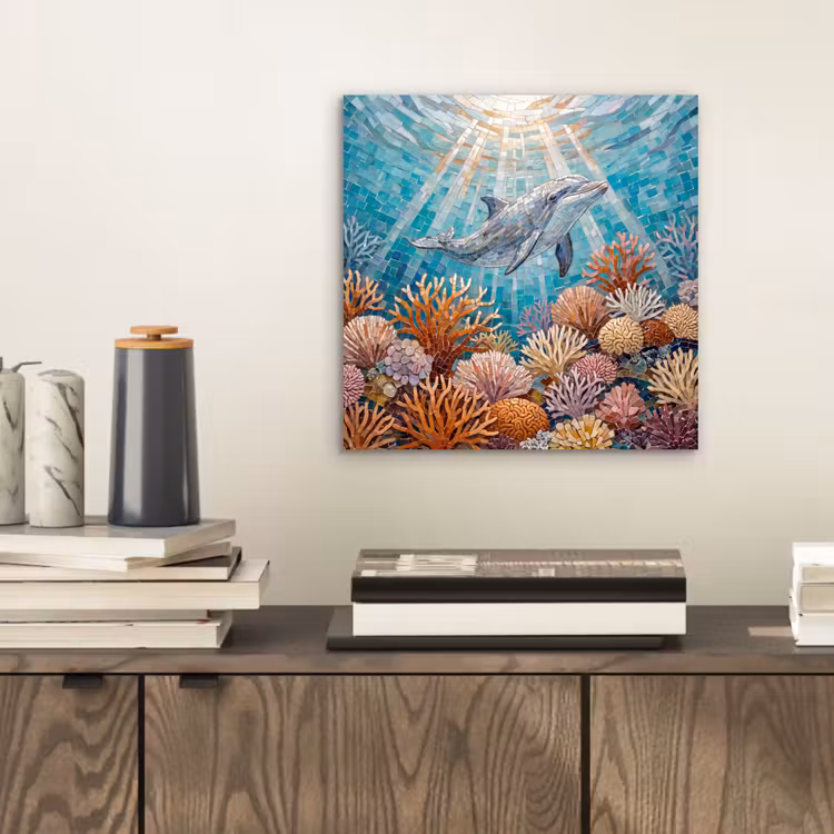Dieren - Mozaïek - Oceaan - Koraal - Blauw aluminium wit klein -sfeer1