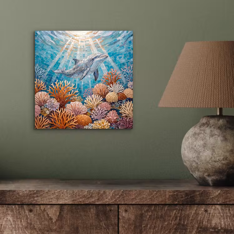 Dieren - Mozaïek - Oceaan - Koraal - Blauw aluminium wit klein -sfeer2