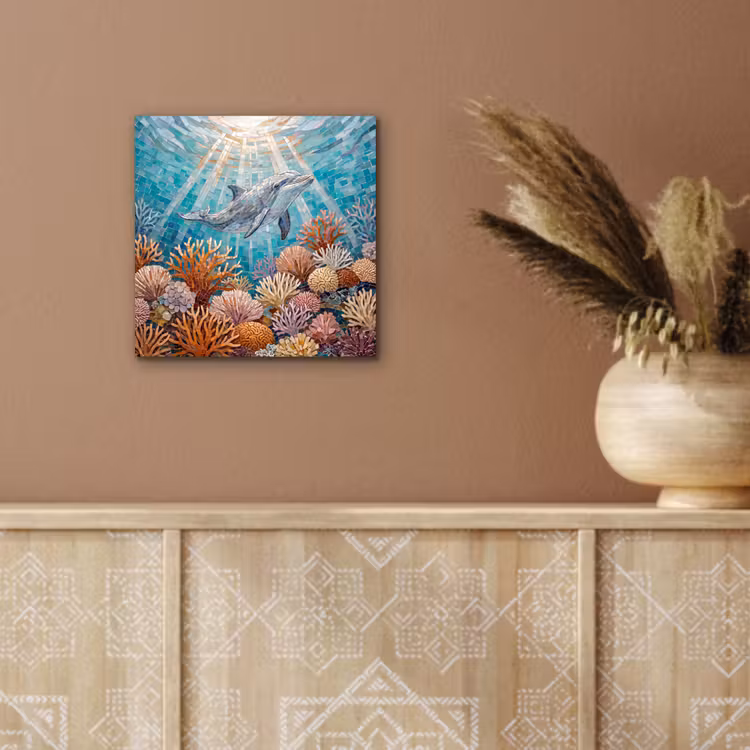 Dieren - Mozaïek - Oceaan - Koraal - Blauw aluminium wit klein -sfeer4