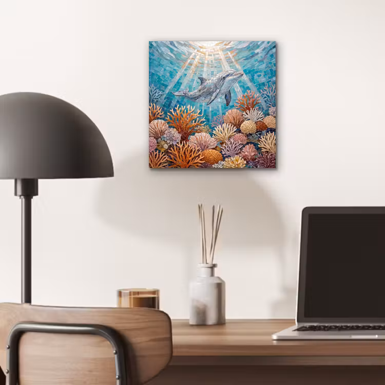Dieren - Mozaïek - Oceaan - Koraal - Blauw aluminium wit klein -sfeer5