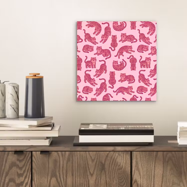 Dieren - Patroon - Roze - Speels - Cartoon aluminium wit klein -sfeer1