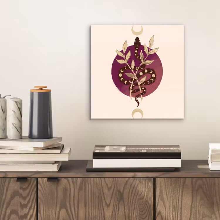 Dieren - Slang - Maan - Mystiek - Abstract aluminium wit klein -sfeer1