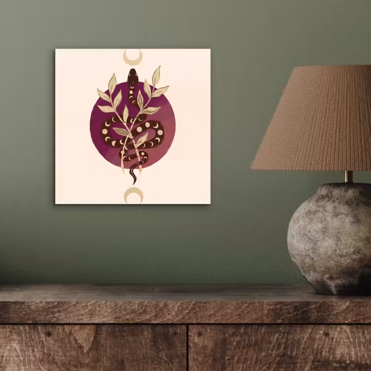 Dieren - Slang - Maan - Mystiek - Abstract aluminium wit klein -sfeer2