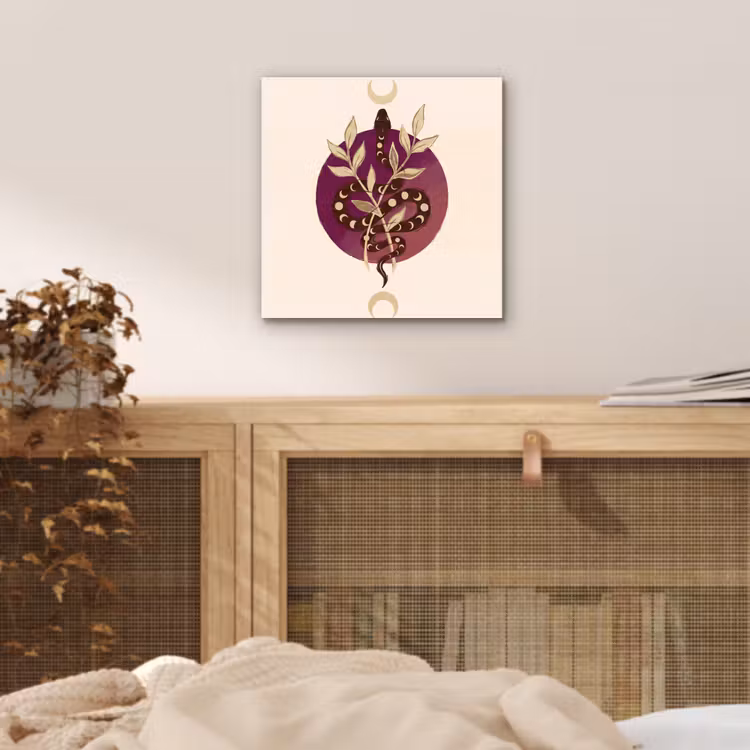 Dieren - Slang - Maan - Mystiek - Abstract aluminium wit klein -sfeer3