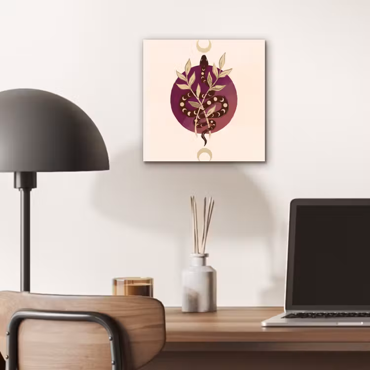 Dieren - Slang - Maan - Mystiek - Abstract aluminium wit klein -sfeer5