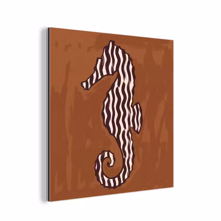 Dieren - Zeepaardje - Abstract - Bruin - Strepen aluminium wit klein -3d