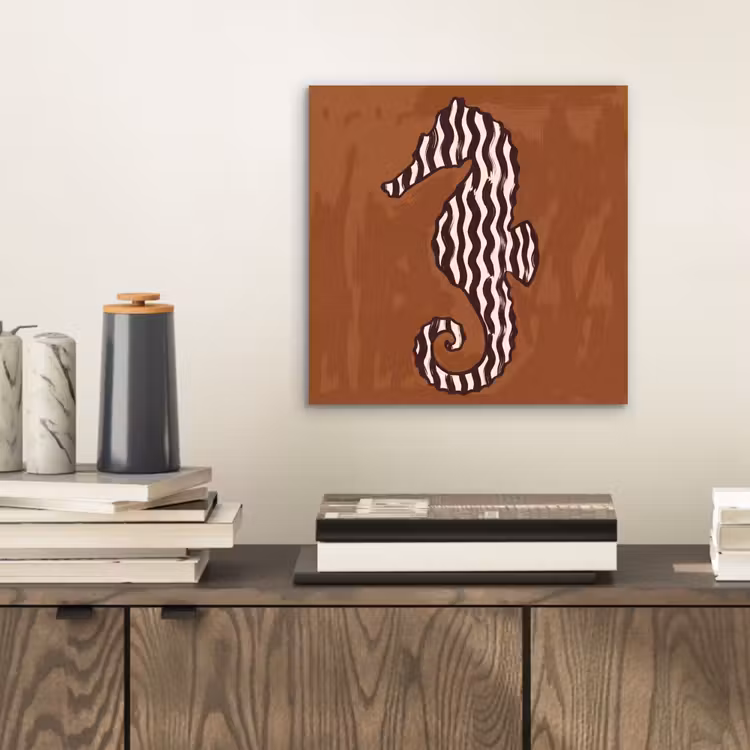 Dieren - Zeepaardje - Abstract - Bruin - Strepen aluminium wit klein -sfeer1