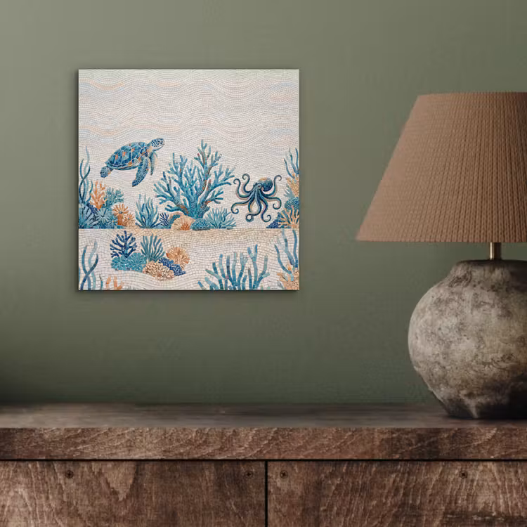 Dieren - Onderwater - Natuur - Mozaïek - Blauw aluminium wit klein -sfeer2
