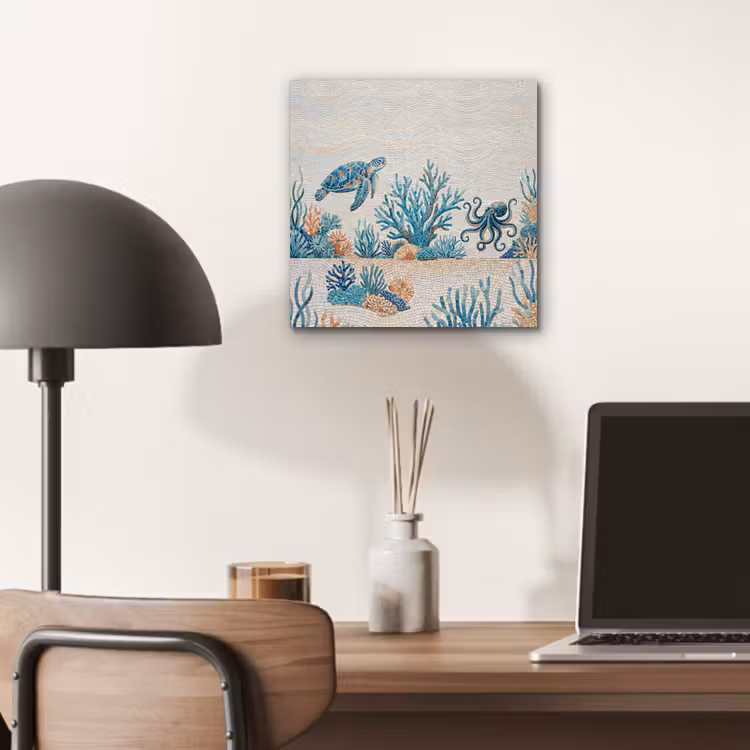 Dieren - Onderwater - Natuur - Mozaïek - Blauw aluminium wit klein -sfeer5