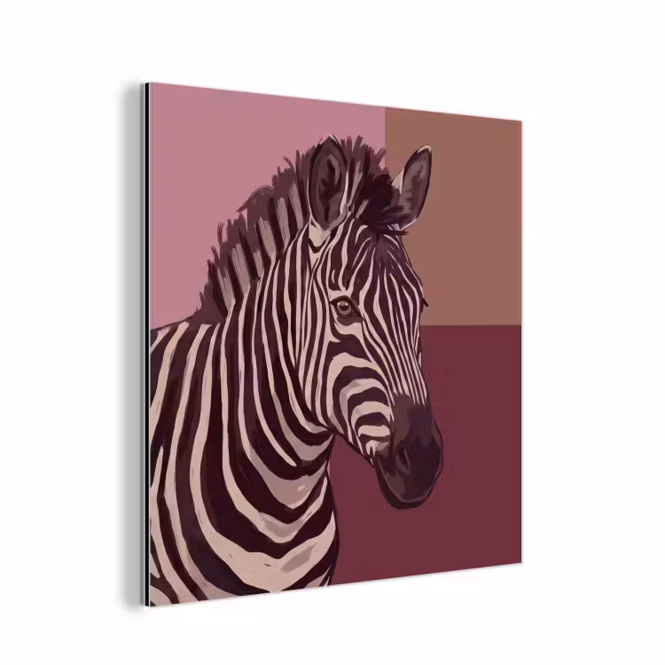 Dieren - Zebrahoofd - Wildlife - Modern - Bruin aluminium wit klein -3d
