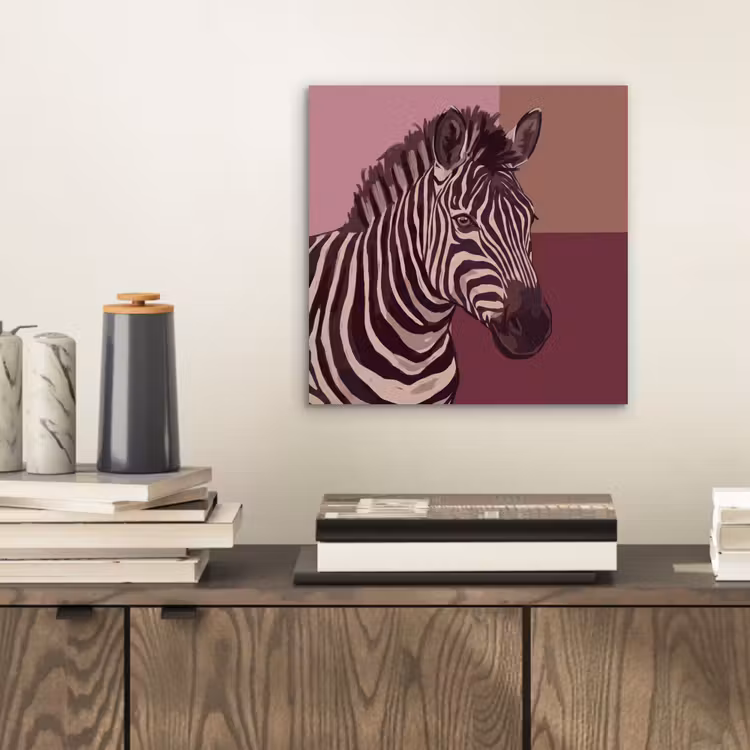 Dieren - Zebrahoofd - Wildlife - Modern - Bruin aluminium wit klein -sfeer1