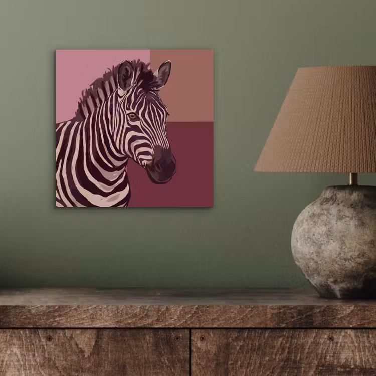 Dieren - Zebrahoofd - Wildlife - Modern - Bruin aluminium wit klein -sfeer2